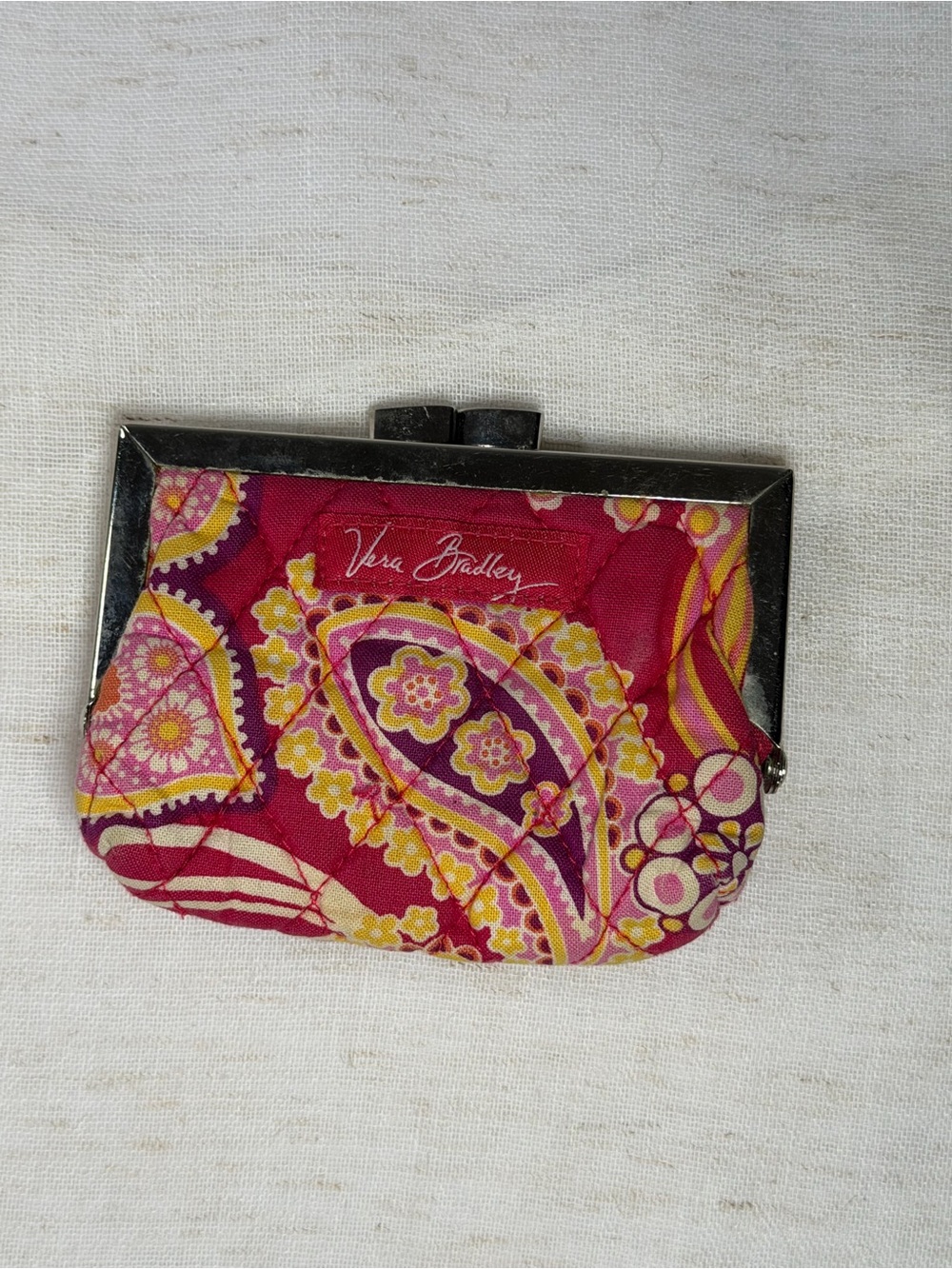 Y2K Vera Bradley Floral Kisslock Coin Wallet Pink Yellow Purple White
